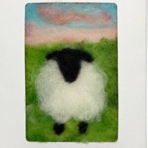 Single Sheep with Pink Sky