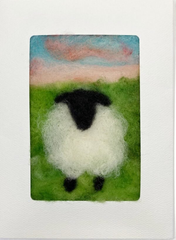 Single Sheep with Pink Sky