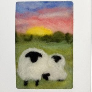 Mom & Twins with Pink Sunset